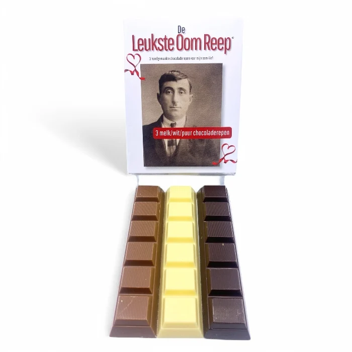 De Leukste Oom Chocoladerepen – Retailset met 3 Smaken