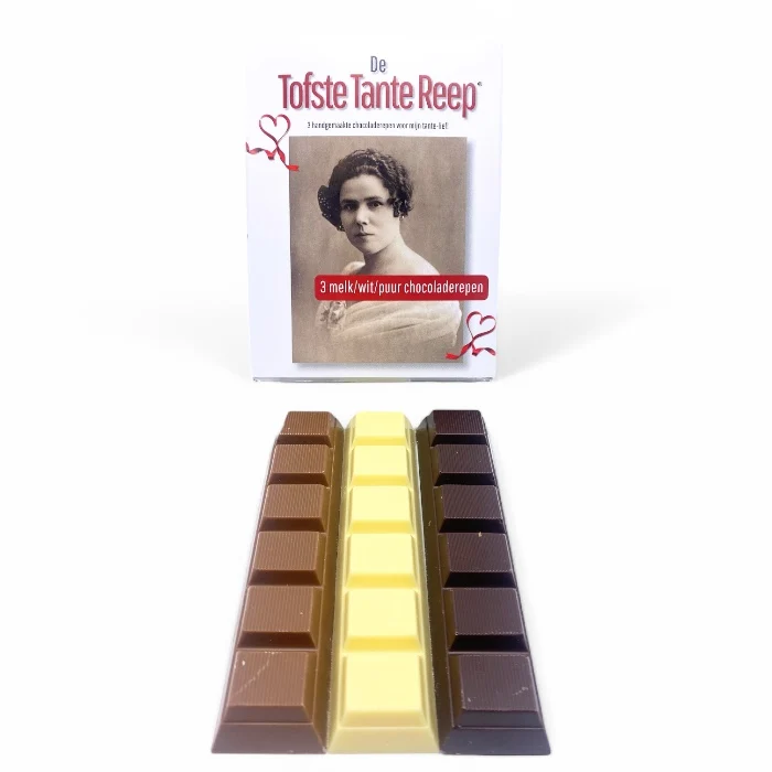 De Tofste Tante Chocoladerepen – Retailset met 3 Smaken