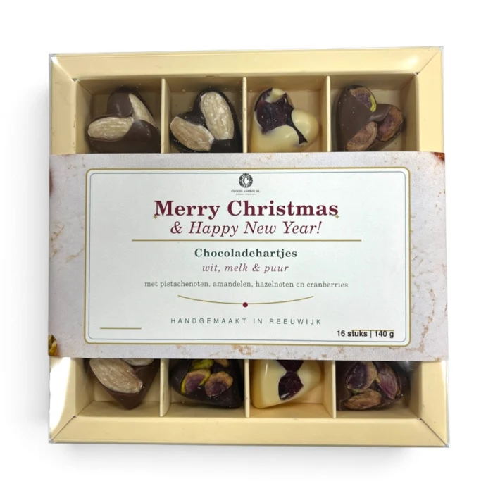 Luxe Kerst Chocoladehartjes met Hele Noten & Cranberries