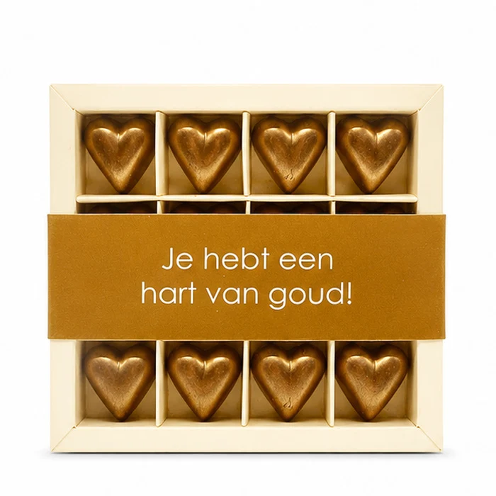Chocoladehartjes Hart van Goud – 16 Stuks Melkchocolade