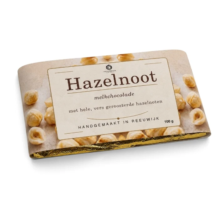 Chocoladereep Melkchocolade met Hele Hazelnoten – 100 Gram