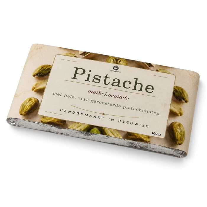 Chocoladereep Melkchocolade met Pistache – 100 Gram