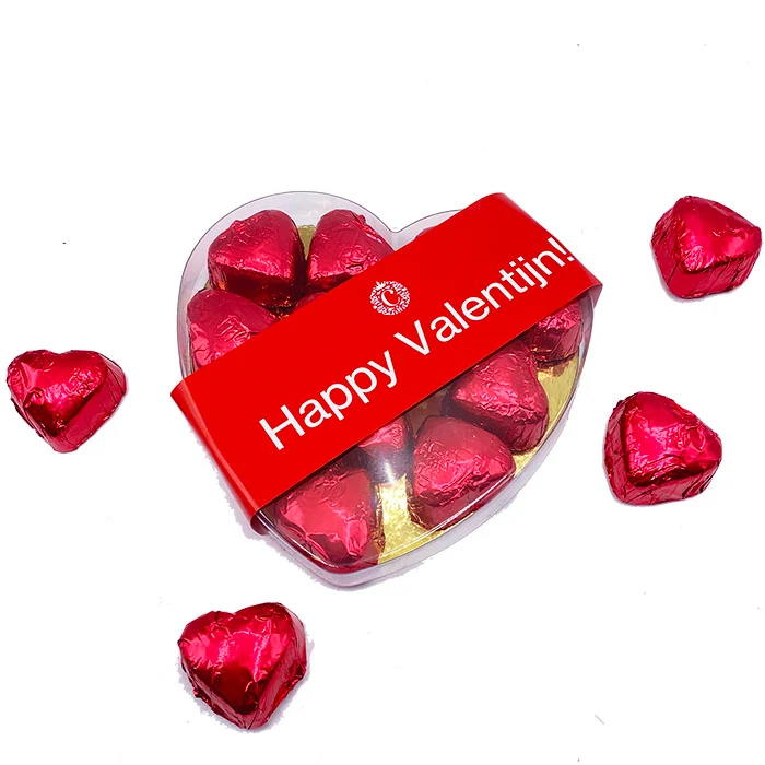 Valentijn Hart met 12 Ambachtelijke Hartjesbonbons – Brievenbus Cadeau