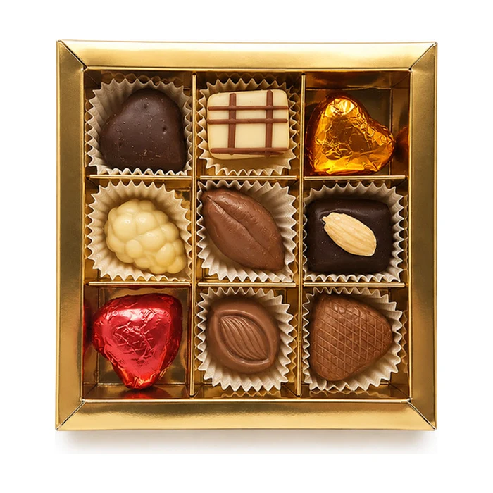 9 Luxe bonbons in gouden doosje Brievenbuspost