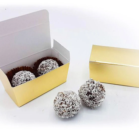 2 Kokostruffels in gouden doosje (vanaf 25 stuks)