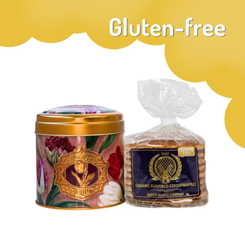 Dutch Stroopwafel Gift Tin, Your Choice of Design, with 8 Gluten Free Stroopwafels