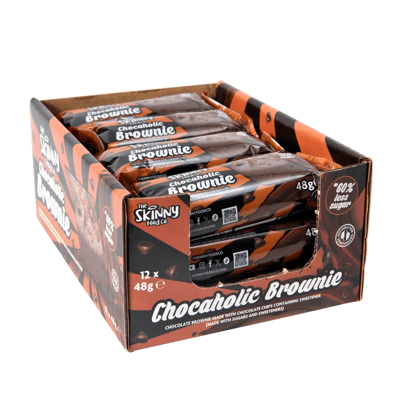 (Opruiming, Ten minste houdbaar tot augustus 2026) Skinny (HFSS-conform) Vezelrijke chocolade-vanillebrownie 12 x 48 g