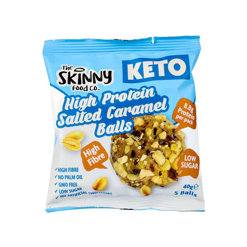 Magere KETO-balletjes met hoog eiwitgehalte (8.8 g eiwit per portie) - Gezouten karamel