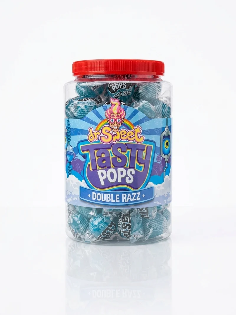 Dr. Sweet Tasty Pop Double Razz 70 stuks
