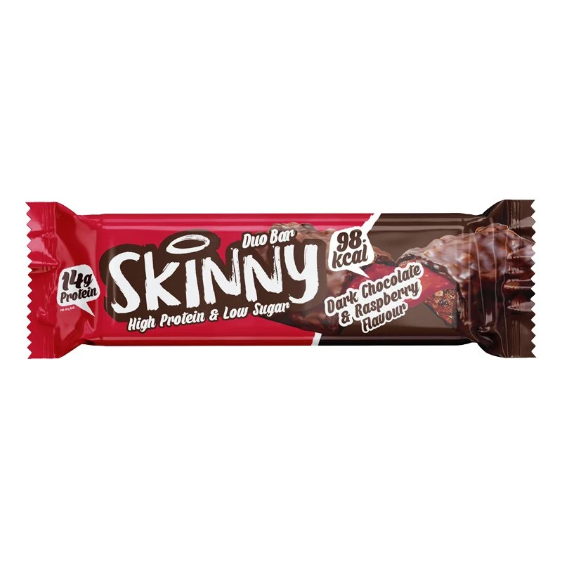 Dunne reep met pure chocolade en frambozensmaak, rijk aan eiwitten en arm aan suiker - 60 g