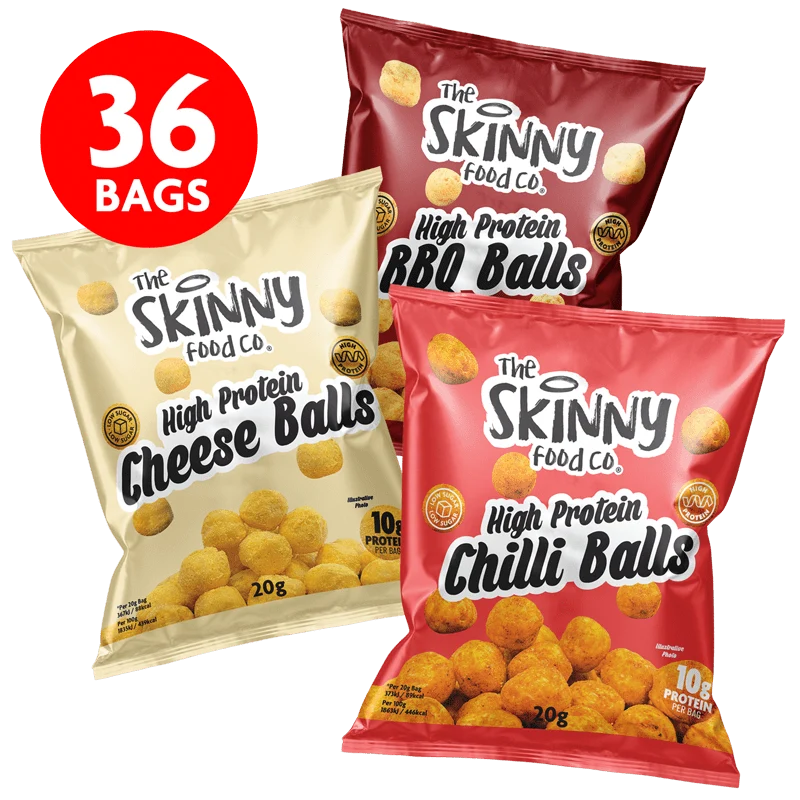 Skinny High Protein Balls 36 x 20 g (alle 3 smaken x 12)