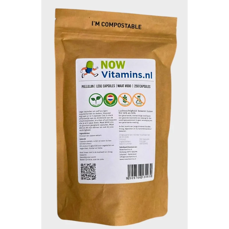 Vitarium Pullulan lege capsule mt 000 250 stuks
