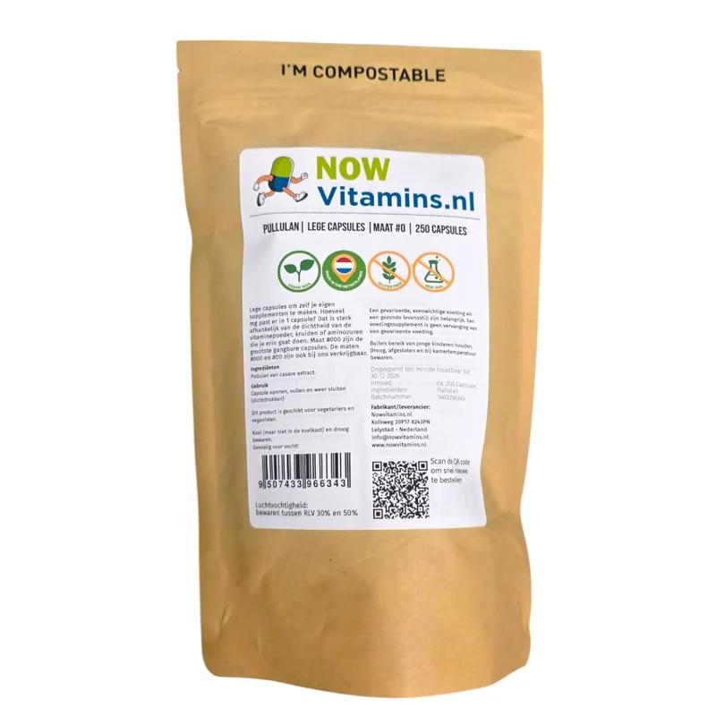 Vitarium Pullulan lege capsule mt 0 250 stuks