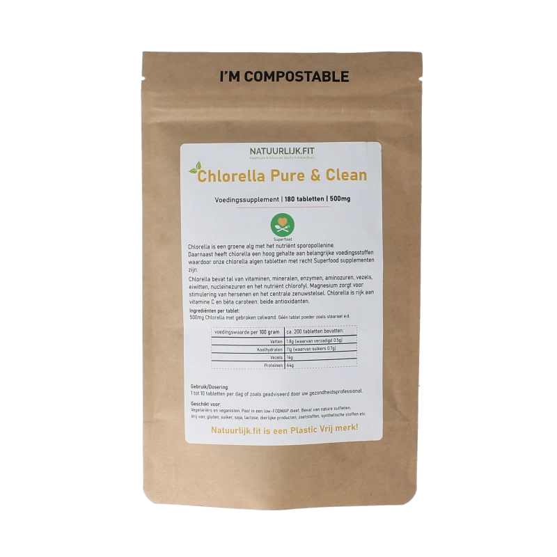 Natuurlijk.fit Chlorella pure & clean 500 mg 180 tabletten
