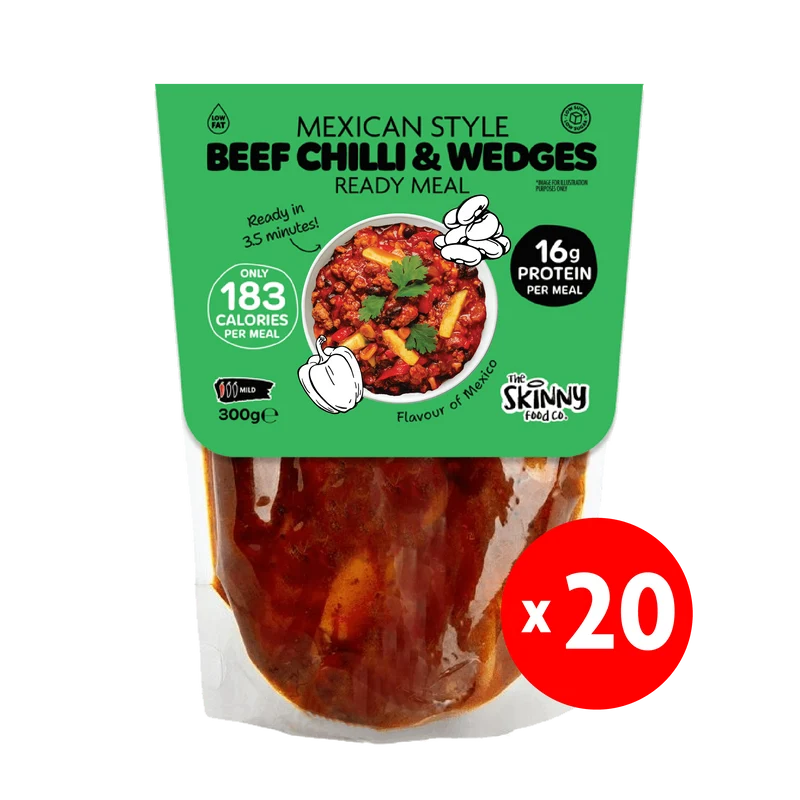 20 x Skinny Mexicaanse rundvlees- en chilipartjes 183 calorieën kant-en-klaarmaaltijd - 300 g