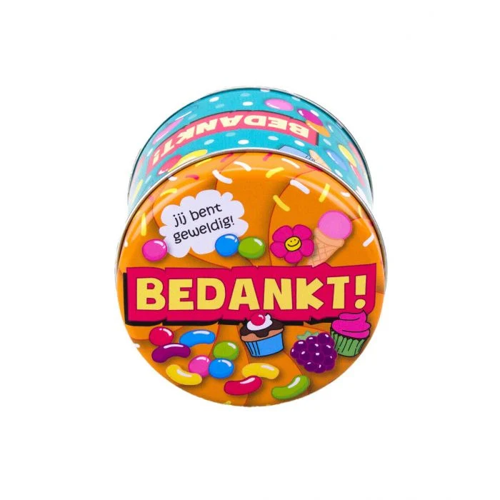 Gevulde Snoepblikjes - Bedankt en 250 Gram