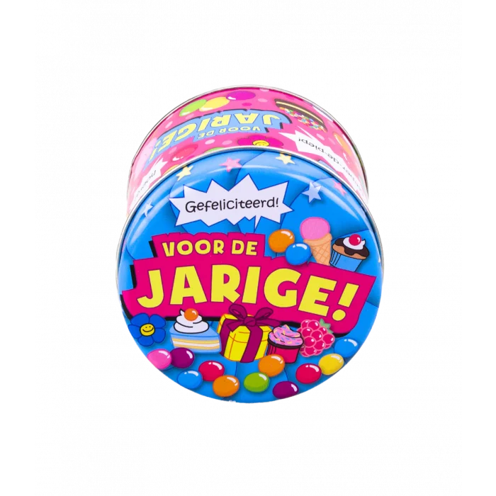 Gevulde Snoepblikjes - Jarige en 250 Gram