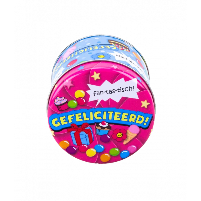 Gevulde Snoepblikjes - Gefeliciteerd en 250 Gram