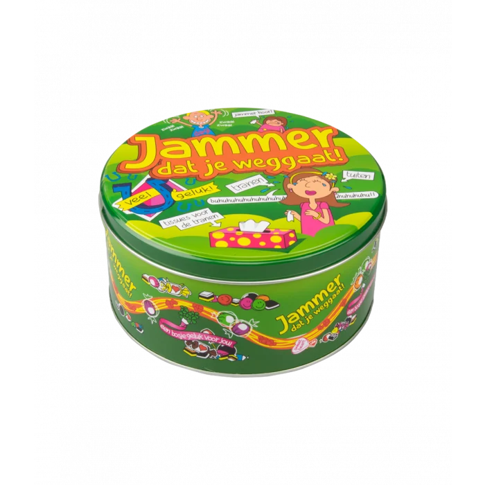 Gevulde Snoeptrommel Jammer dat je weggaat en 500 gram