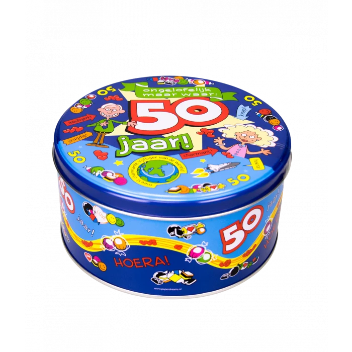Gevulde Snoeptrommel 50 jaar en 500 Gram