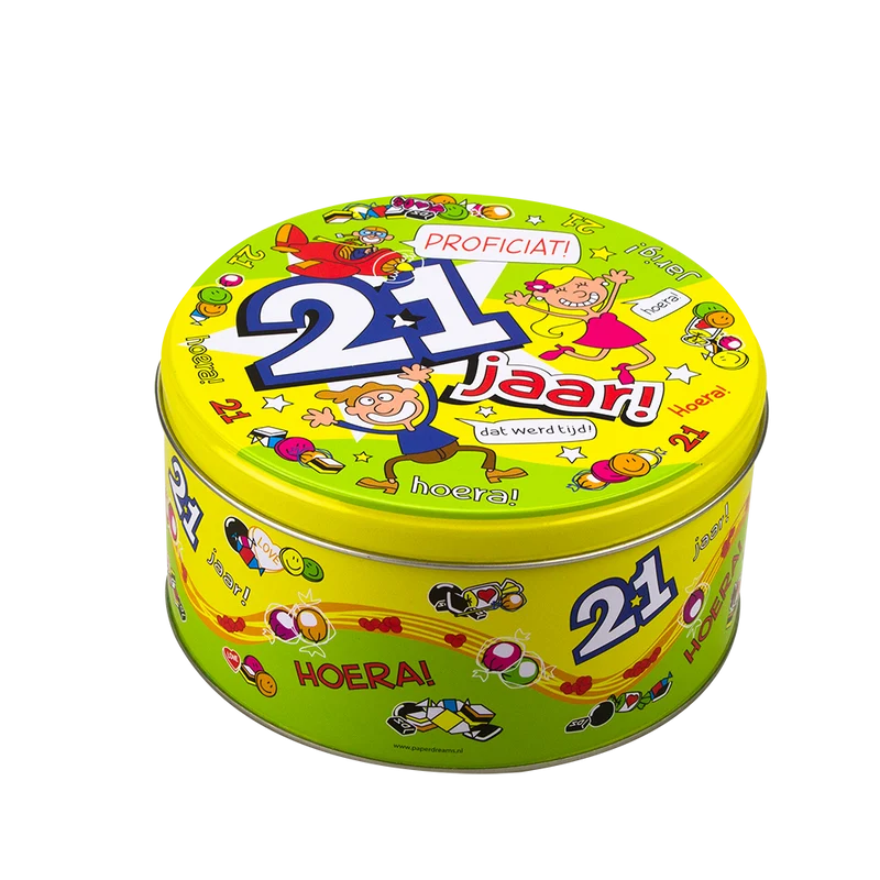 Gevulde Snoeptrommel 21 jaar en 500 Gram