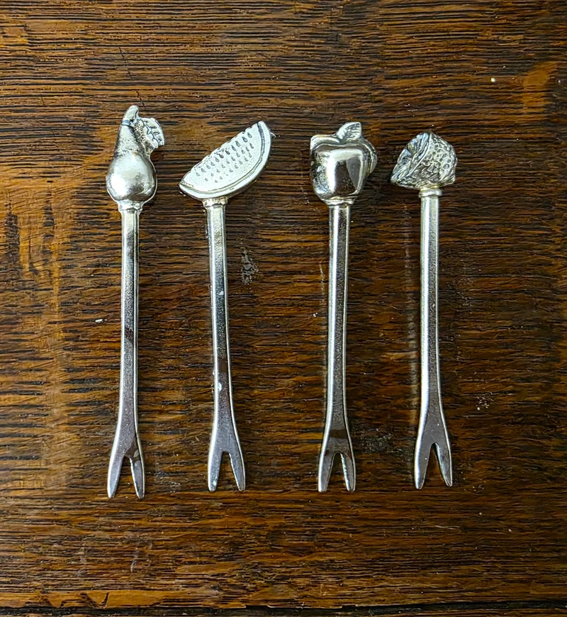 Vintage cocktailvorkjes met fruit – set van 4