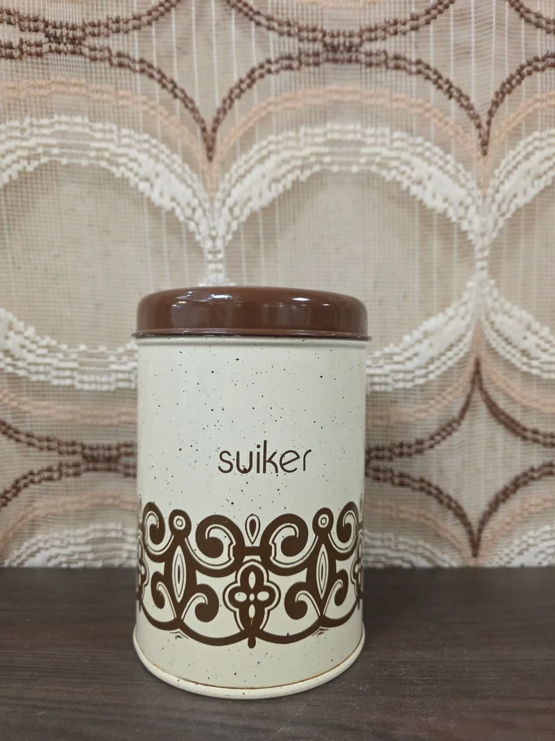 Vintage suiker bus bruin crème met deksel