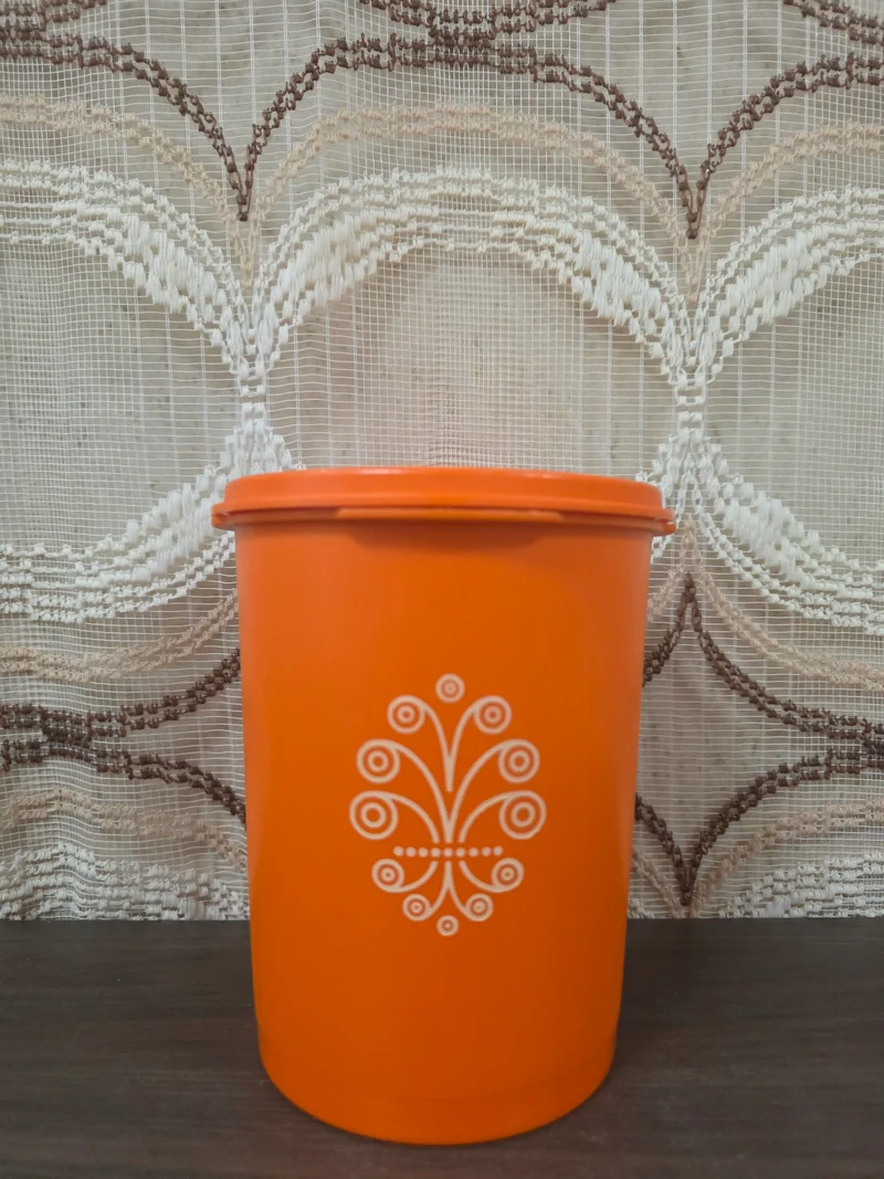 Tupperware voorraadbus oranje sterdeksel 15,5 cm