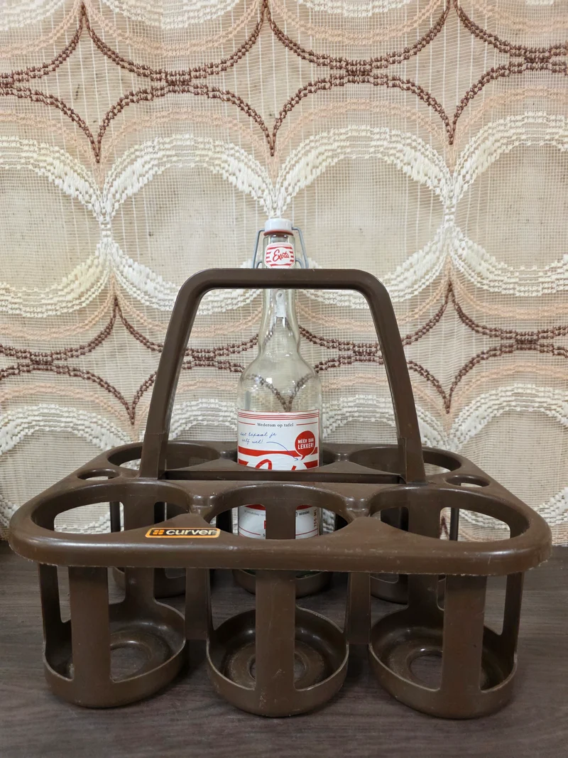 Curver bruin flessenrek kunststof met handvat