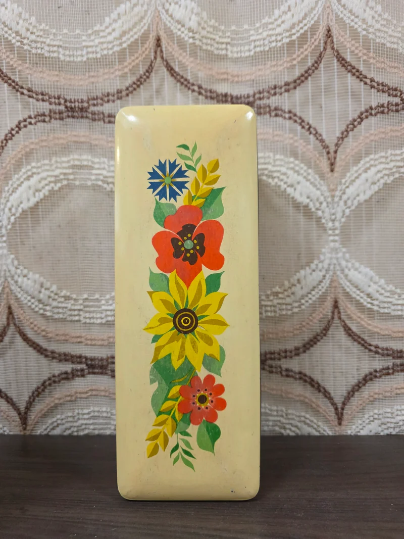 Vintage Verkade ontbijtkoekblik met bloemenprint