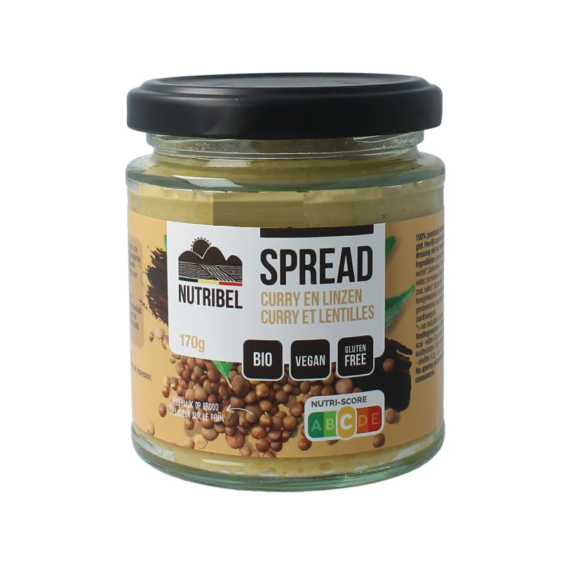Nutribel Curry linzen spread glutenvrij bio 190 ml
