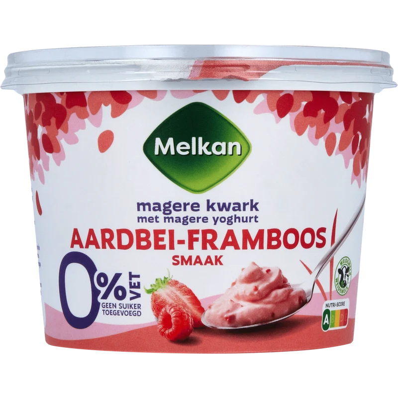 Melkan Kwark magere aardbei-framboos