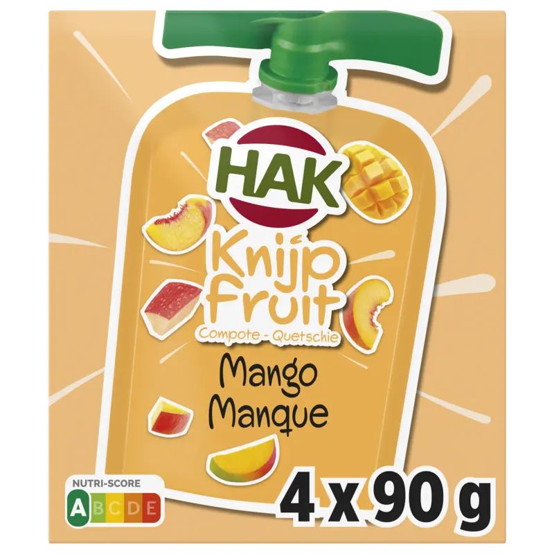 Hak Knijpfruit mango 0% 4-pack