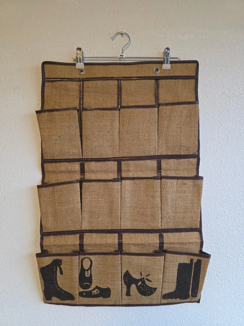 Jute hangende opberger met vakken 67 x 43,5 cm