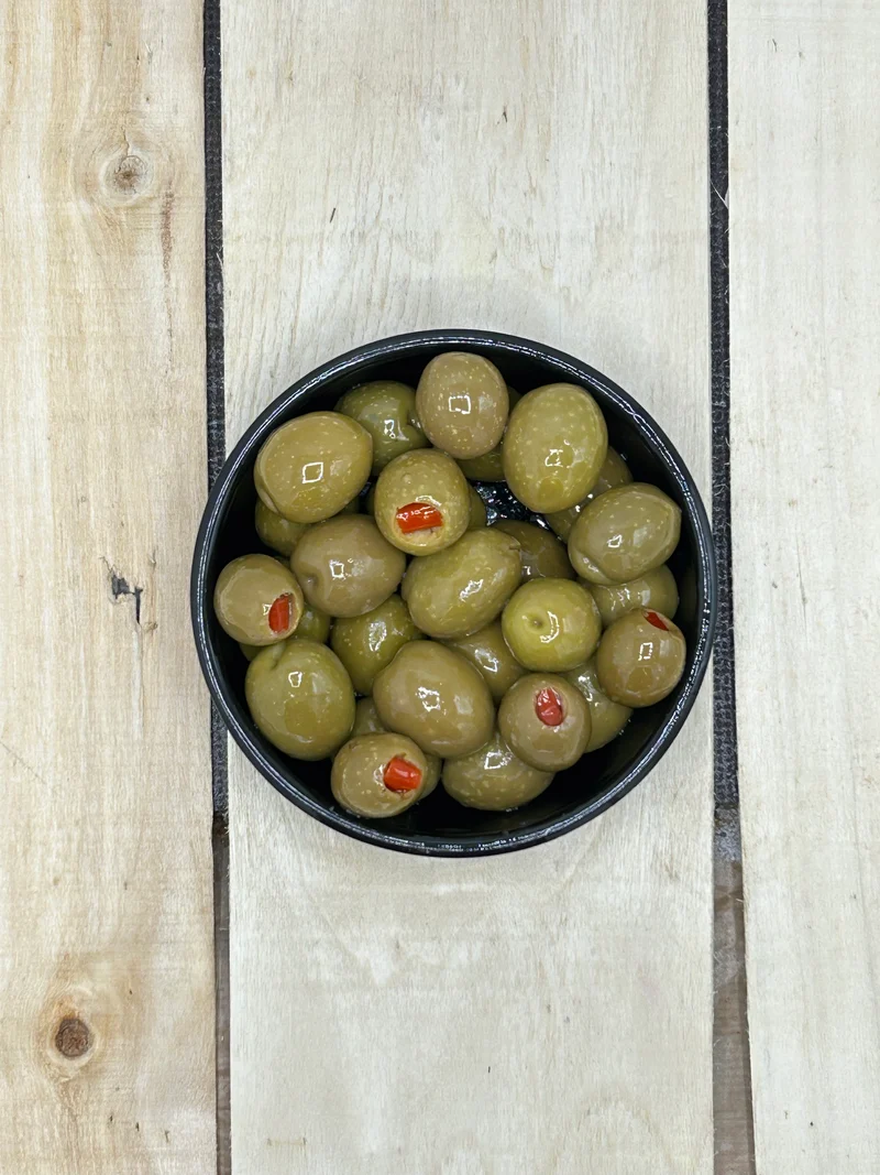 Olives Vertes farcies aux piments +/- 250gr