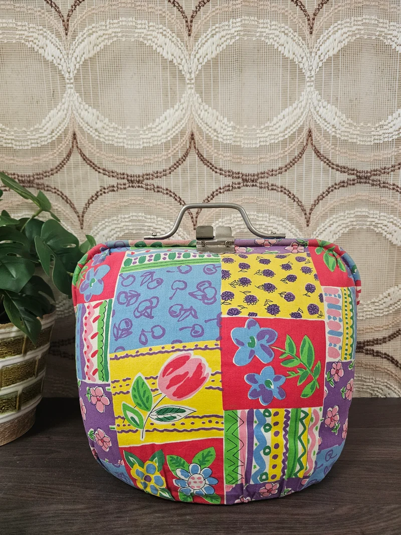 Vintage Douwe Egberts theebeurs met knip – bloemenpatroon