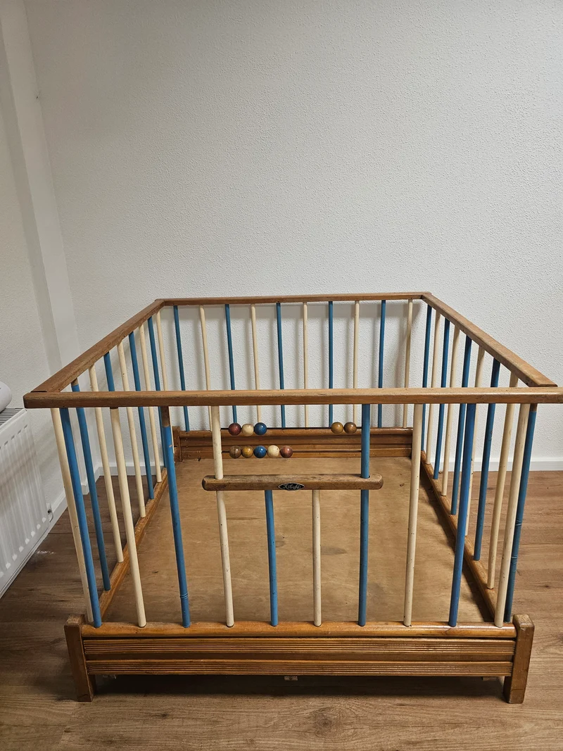 Vintage Kibofa houten box jaren 70 | Inklapbaar met kralenframe