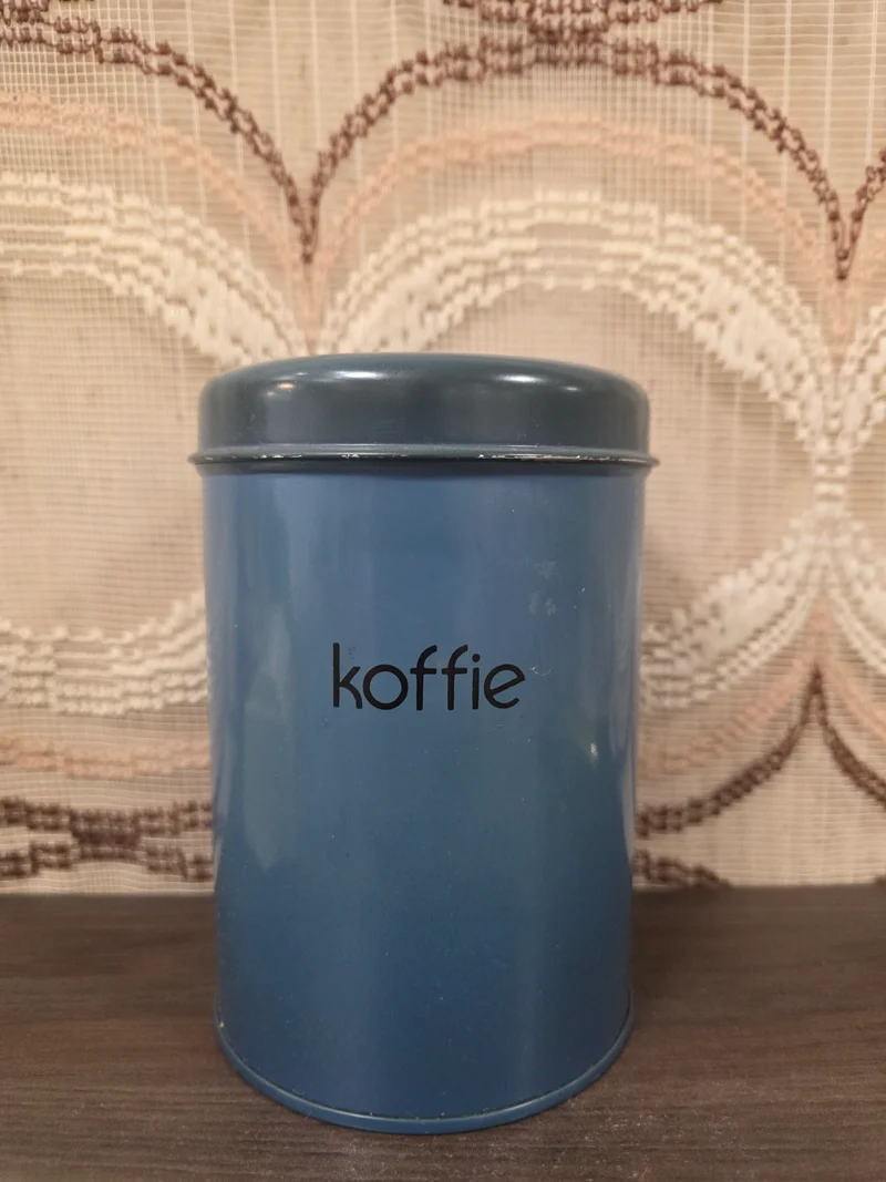 Brabantia koffie blik blauw vintage jaren 70