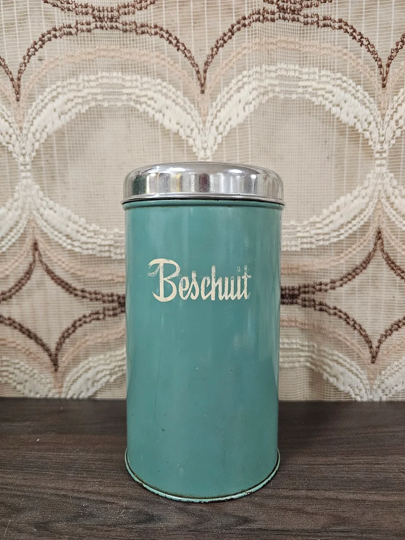 Brabantia beschuitbus mintgroen vintage jaren 50