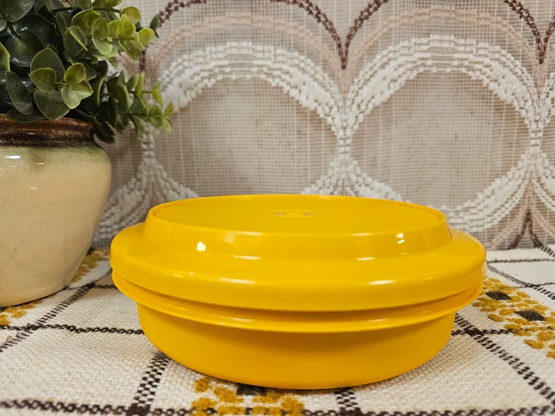 Tupperware oranje trommel jaren 70 Ø 17 cm