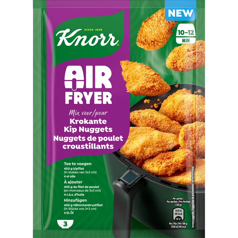 Knorr Airfryer Mix voor krokante kipnuggets