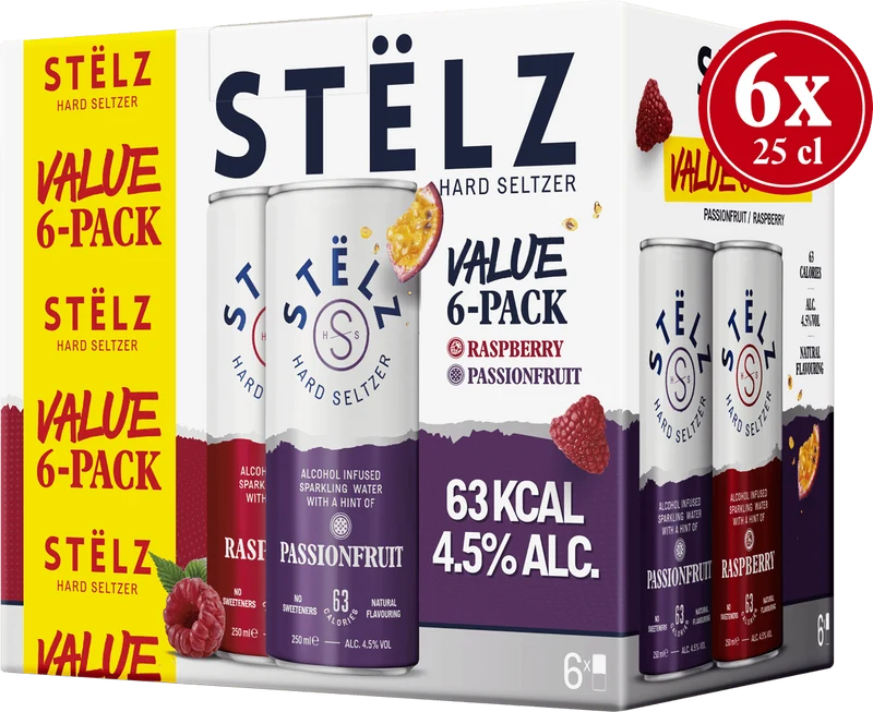 Stëlz Hard Seltzer Raspberry & Passionfruit