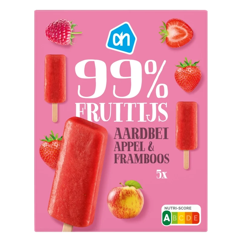 99% fruitijs aardbei, appel & framboos