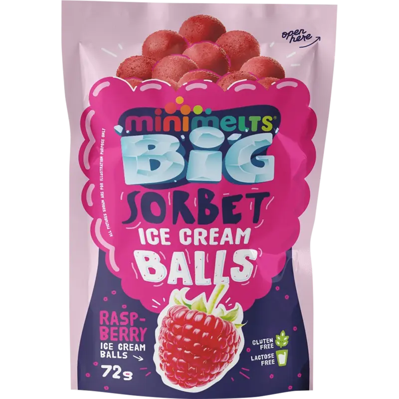 Mini Melts Ice cream sorbet balls raspberry