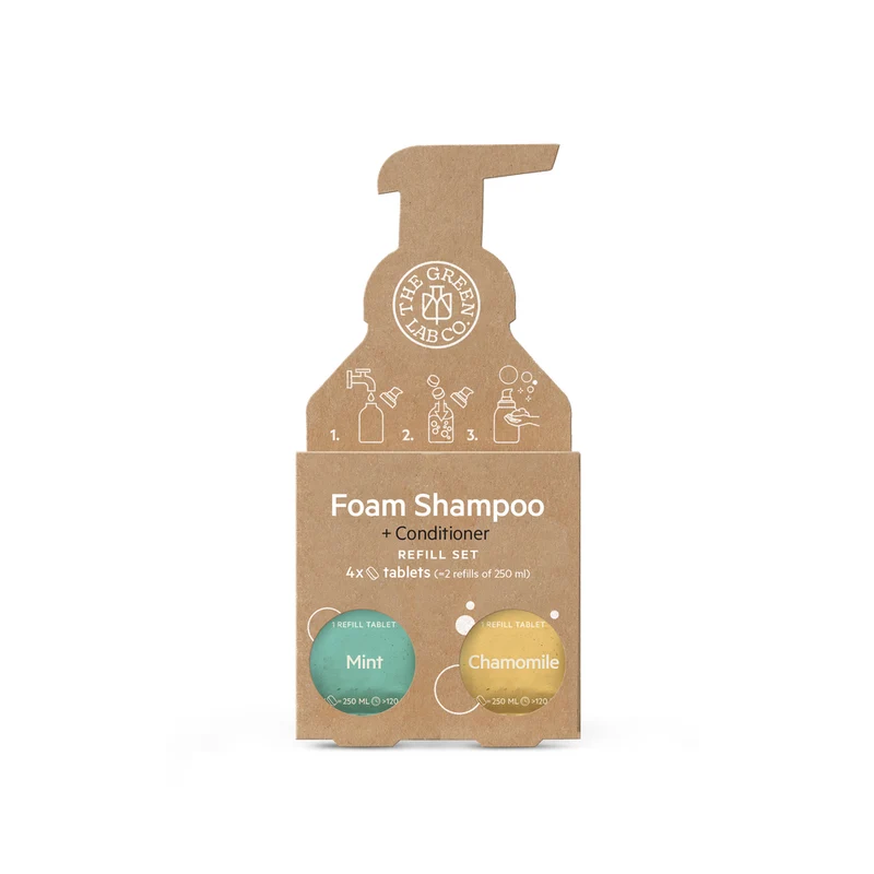 The Green Lab Co. Navul set Schuimende Shampoo Tabletten 4x - Munt & Kamille 4 stuks