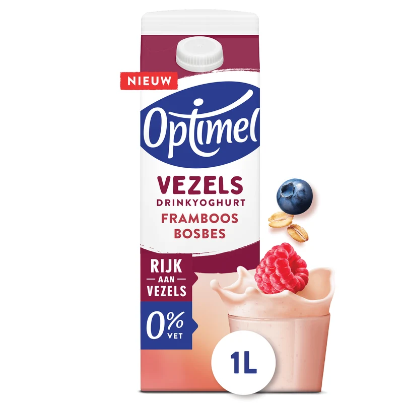 Optimel Drinkyoghurt vezels Framboos Bosbes 0%