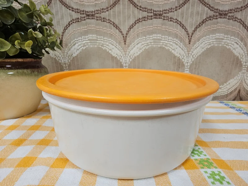 Tupperware koektrommel wit oranje