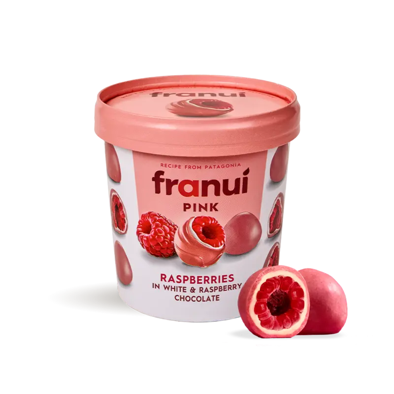 Franui Framboos in witte en framboos chocolade