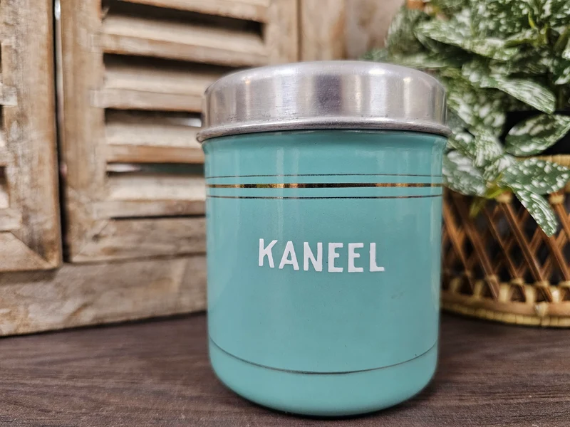 Emaille kleine voorraadbus "kaneel"