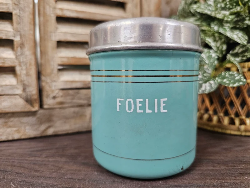 Emaille kleine voorraad pot "Foelie"